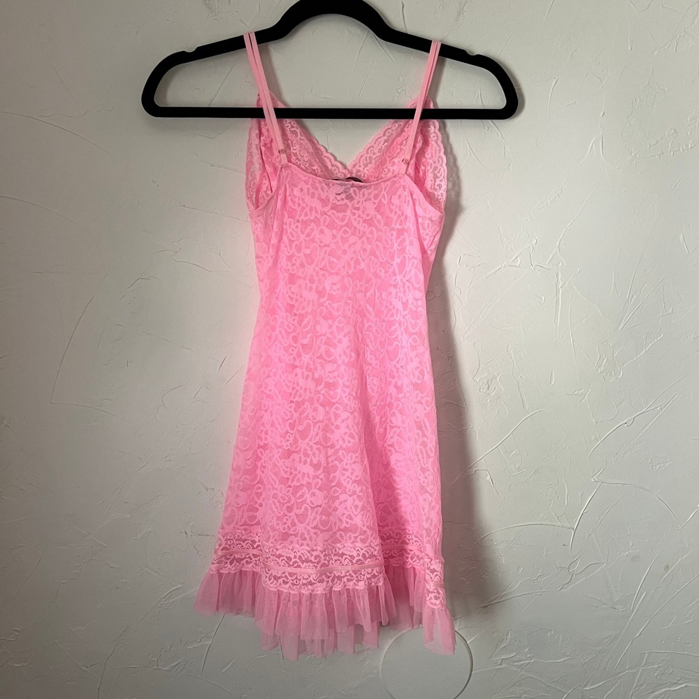 Victoria's Secret Pink Lace Babydoll y2k Coquette Lingerie Slip Dress Dollcore M - Picture 11 of 14